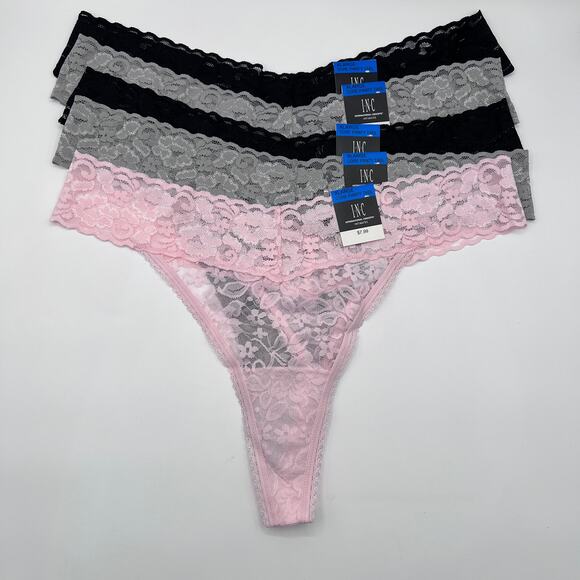 I.N.C. INTERNATIONAL CONCEPTS WOMENS LACE THONG UNDERWEAR MULTI COLOR 5 PACK XL - Picture 2 of 7